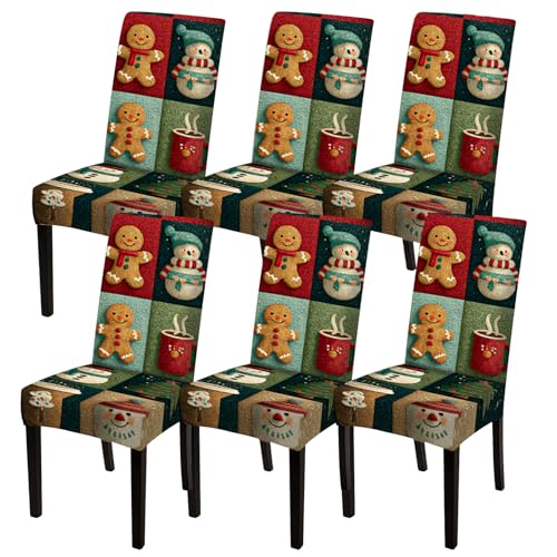 Image of Nuxovilar 6 Pack Snowman Stretch Chair Slipcovers