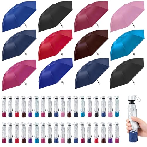 linastu 36 Pack Folding Umbrellas Bulk Colorful Rain & Sun Portable bulk umbrellas Windproof Travel Umbrella Pack for Women Men Teens