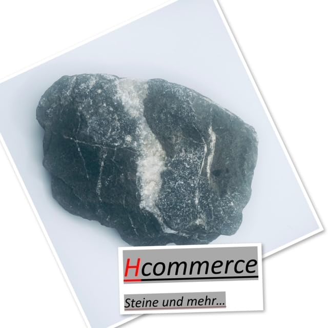 HCommerce Diabas Marmoriert dunkelgrauer Naturstein mit weißen Einschlüssen I Aquarium Rock Quartz (Gr. L 2-3 kg pro Stein) 10Kg
