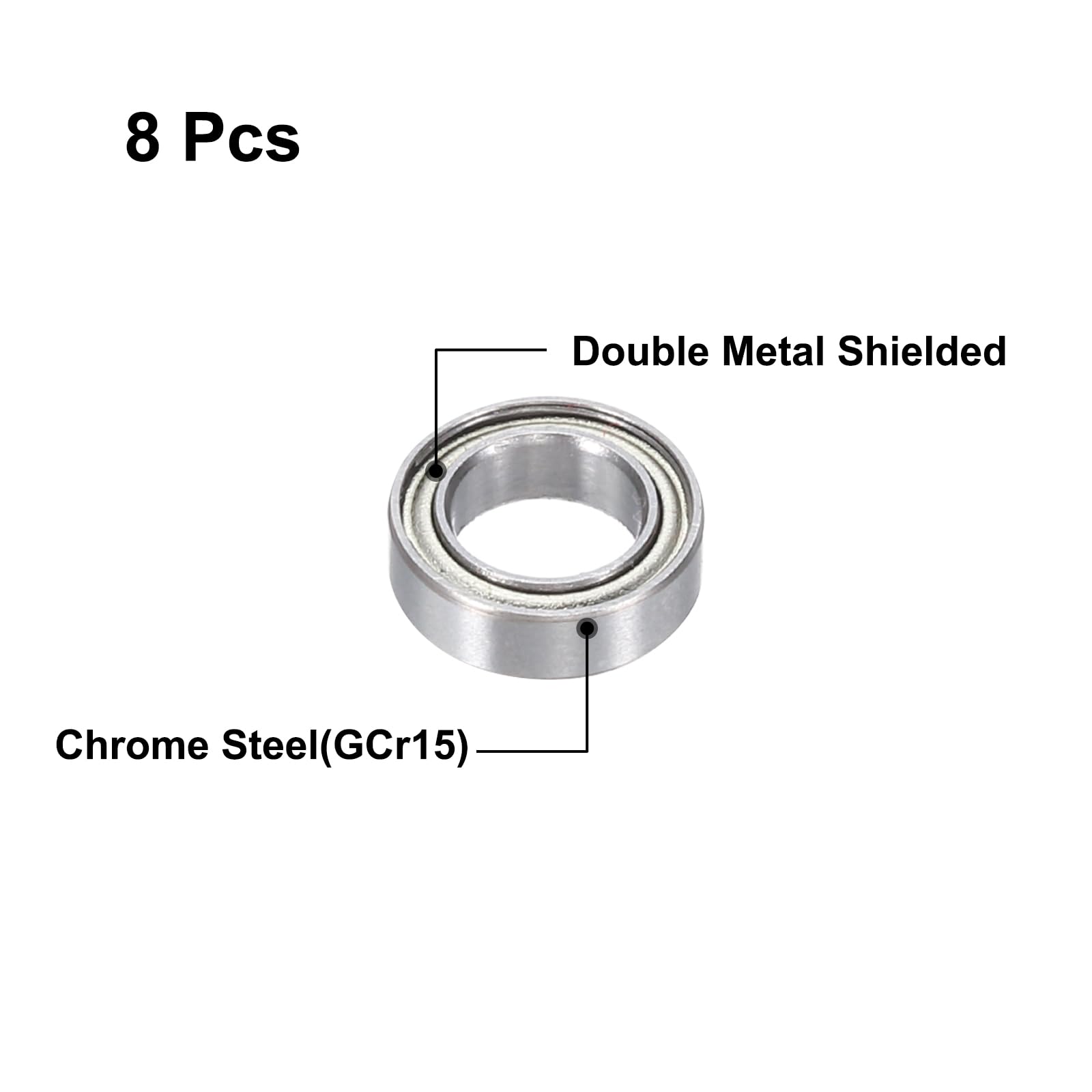 QUARKZMAN 8 szt. Łożyska kulkowe głęboko gardło Mr106Zz Z2 6 x 10 x 3 mm stal chromowana o wysokiej zawartości węgla podwójnie ekranowana metalowa łożyska precyzyjne, P0 (ABEC1)