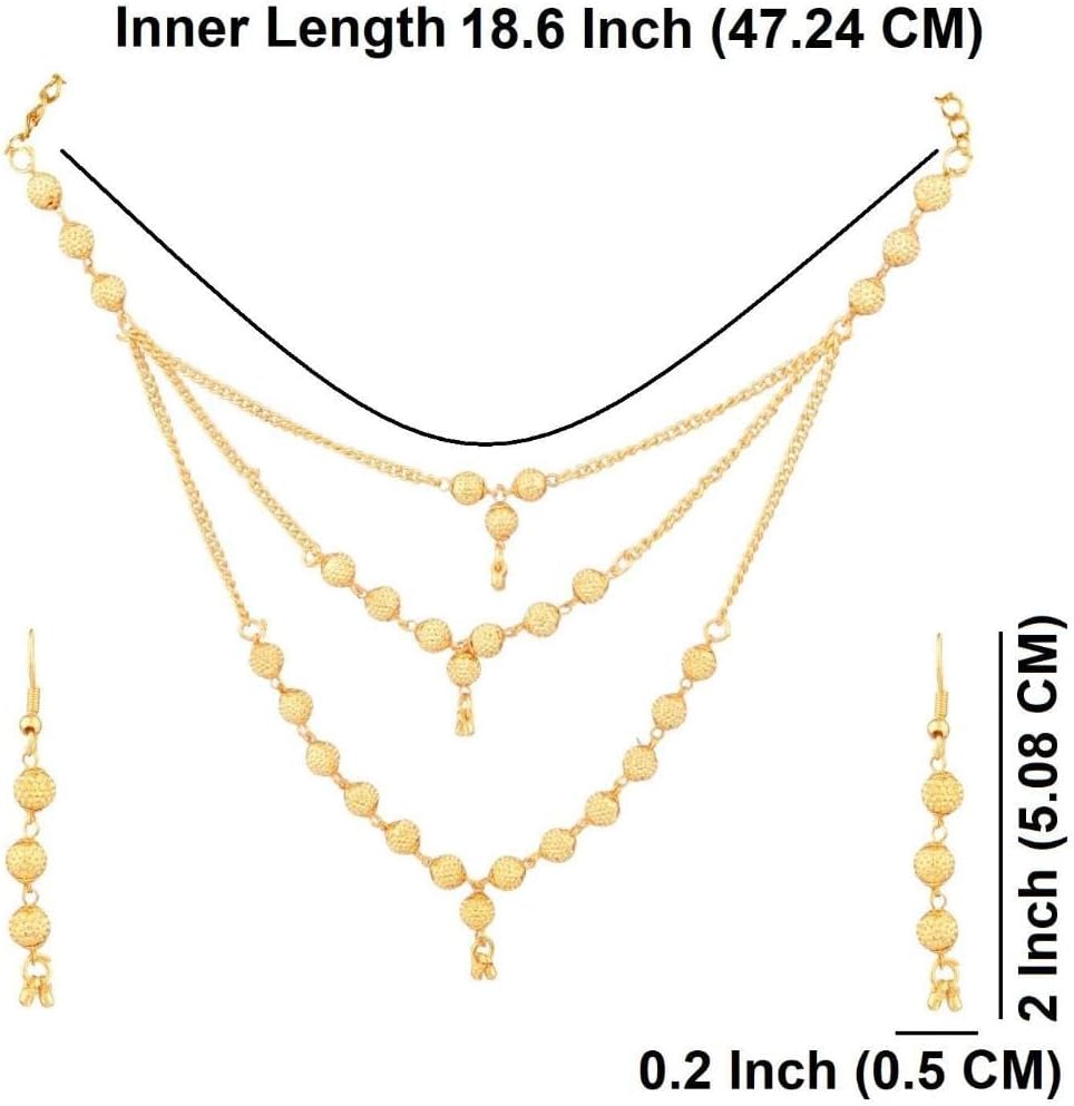 Efulgenz Indian Gold Tone Beaded Dubai Style Layered Necklace Earrings Set image 4