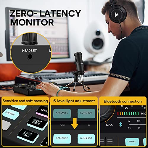 Image of MAONO AM200-S1 Audio Interface with Condenser microphone, Monitoring Earphone, Sound Card. ALL-IN-ONE Podcast Recording Studio Mixer for YouTube Recording, Streaming, Gaming, Guitar