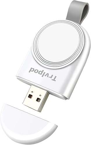 Trvlpod - Cargador inalámbrico para Apple Watch Cargador inalámbrico USB portátil para iWatch cargador de coche de viaje cargador inalámbrico ligero