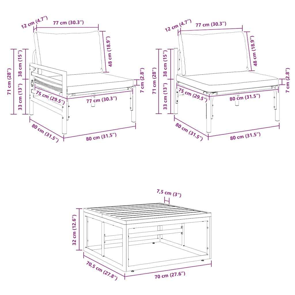 Conjunto jardín Mueble Exterior terraza Patio Comedor sofá Modular con cojín Negro Acero 8 pcs para reunión Ocio Barbacoa Piscina Porche Relax Resistente