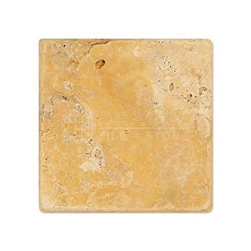 Gold (Yellow) Travertine 4 X 4 Field Tile, Tumbled #TOP1