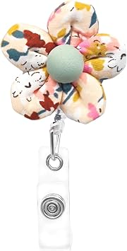 Flower Badge Reel Holder Retractable Clip Cute Floral Badge Reels Decorative Daisy ID Clip for Nurses Medical Assistant Hospital Women - Spring Green