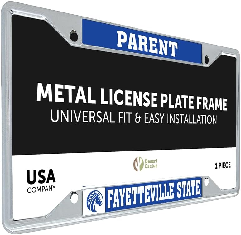 Desert Cactus Fayetteville State University License Plate Frame Car Tag Holder for Front or Back of Car FSU Broncos Officially Licensed Metal (Parent)