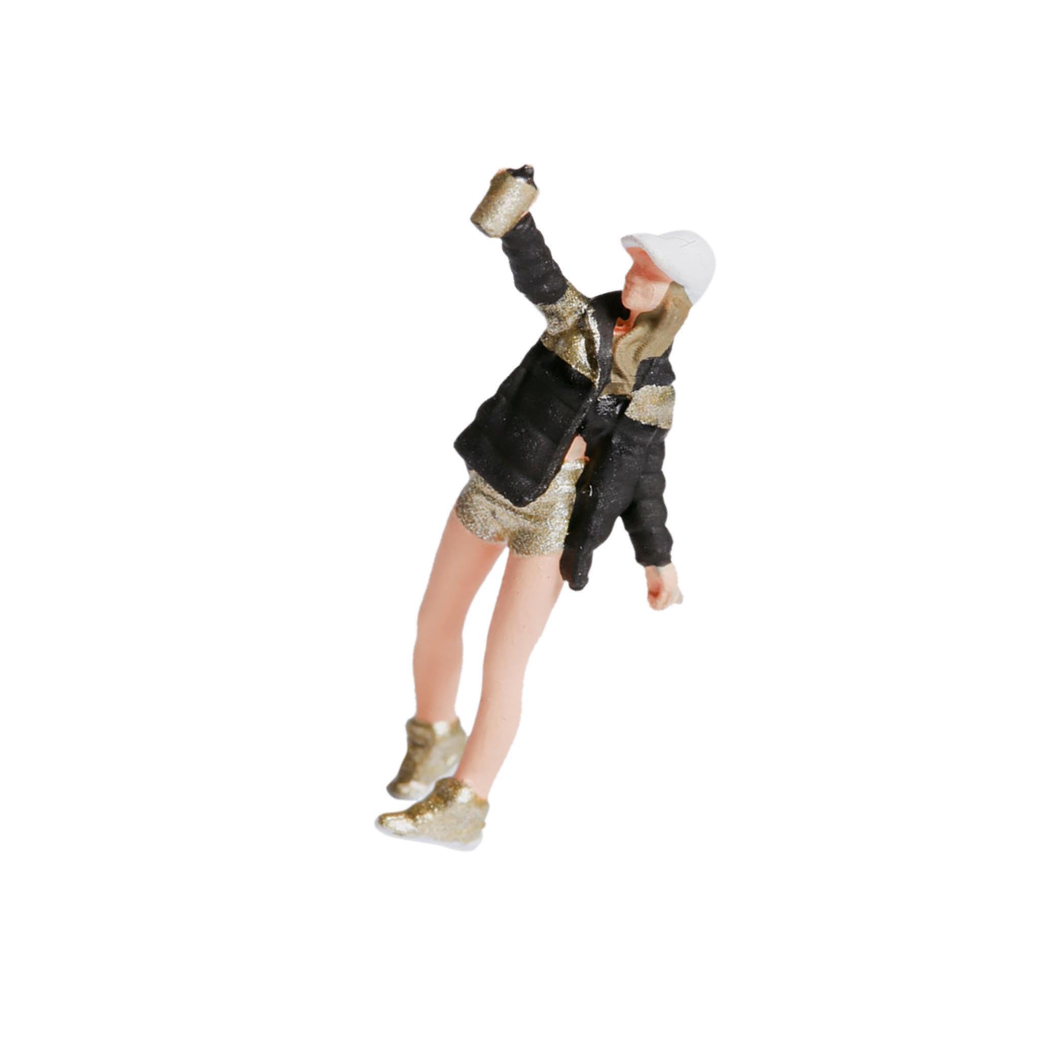 QUXVUIS 1/87 Diorama Graffiti Figure Characters Resin People Train Layout Unique and Colorful Postman Baker, girl black