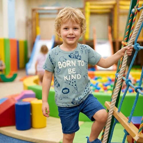 Image of DEEKEY Toddler Boys Shirts Short-Sleeve Little Kids t Shirts Boys' Tops, Tees & Shirts Graphic TEE Age for 2-7 Years 4-Pack