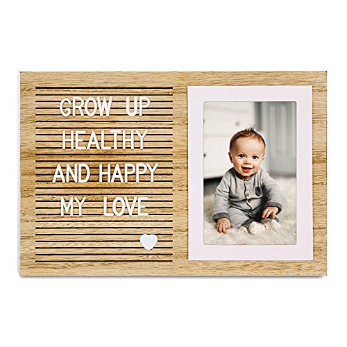 Image of HIGIINC 4x6 Picture Frame With Letter Board and 593 Letters, Rustic Wooden Desk or Wall Picture Frame, Suitable for Baby Pregnancy Announcements/Fathers Day/Mothers day/Wedding/Home Decor,