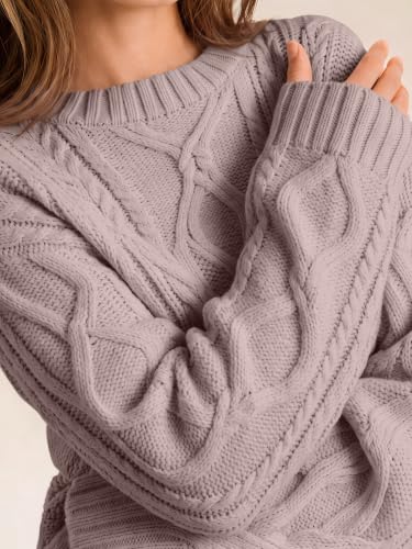 Image of Trendy Queen Women's Oversized Cable Knit Sweaters 2026 Fall Outfits | Quiet Luxury Style, Chunky Knit Texture, Winter Holiday Outfit, Easy Layering Piece, Fall Fashion Staple