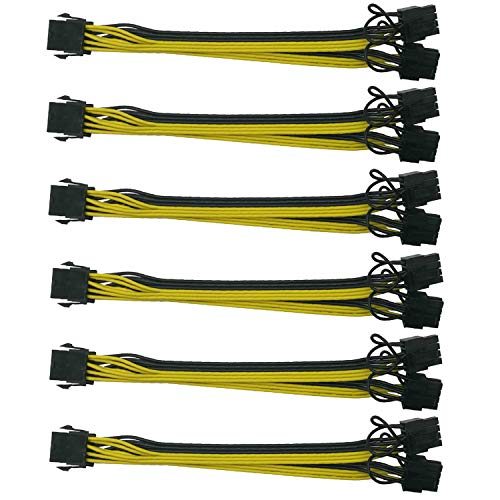 Endlesss CPU 8P Female to Dual 6+2 Pin Male PCI Express Adapter Power Cable PCIe Y - Splitter Extension Cable 9 Inches (6 Pack) Florida 