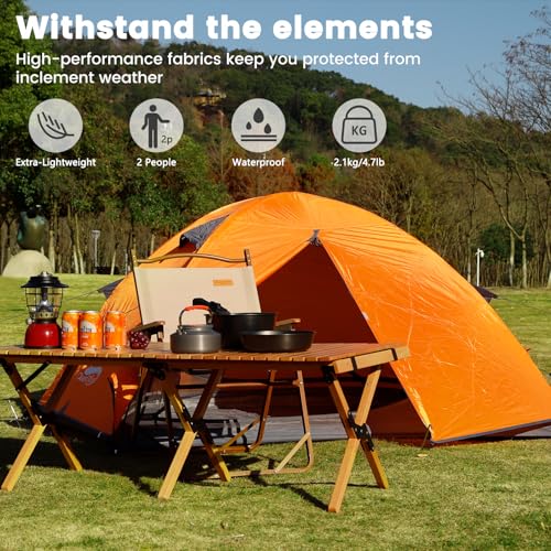Image of Tree Fox Camping Tent 2 Person Waterproof Portable Instant Tent with 1-Minute Setup Lightweight Tent Suitable for Camping Beach Outdoor Travel Backyard