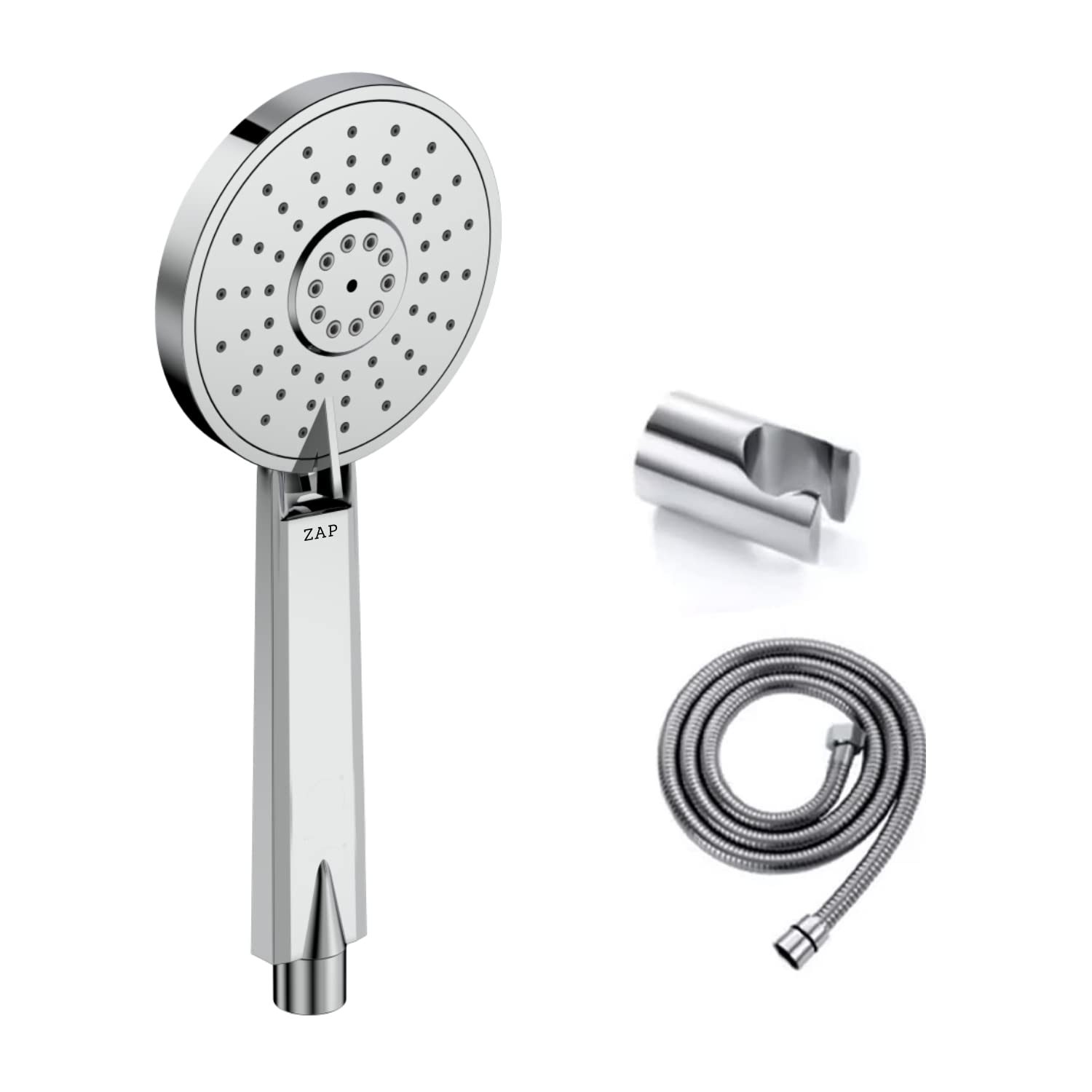 Zap UltraFX6531 Hand Shower with Stand and Hose Pipe with Flexible Silicone Nozzles, Two Flow Stainless Steel Finish, Lightweight, Great Grip, Precise Water Flow (B0B2528S6H) Amazon Price History, Amazon Price Tracker