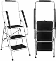 Scala A 3 Gradini Pieghevole Con Corrimano - Acciaio, Portata 150kg, Antiscivolo - Foto 10