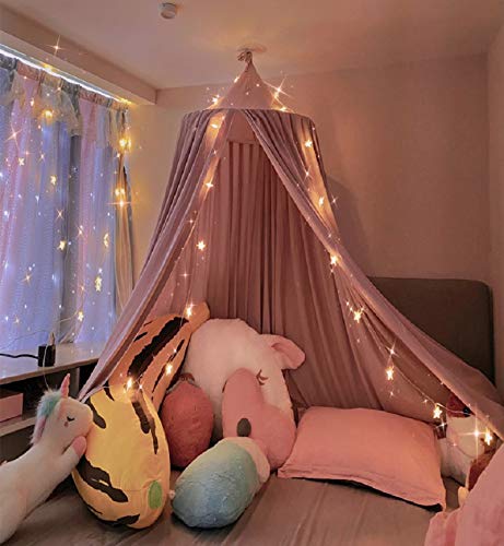 Kertnic Decor Canopy For Kids Bed, Soft Smooth Playing Tent Canopy Girls Room Decoration Princess Castle, Dreamy Mosquito Net Bedding, Children Reading Nook Canopies In Home (Pink) #TOP4