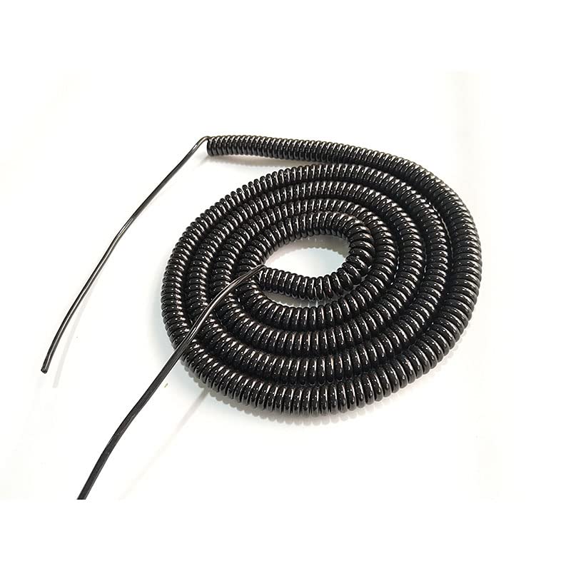 1Pc 2-Core Molla A Spirale Cavo Nero 24/22/20/18/17AWG Filo Estensibile Cavo Termoretraibile Cavo di Prolunga di Alimentazione Filo Telescopico(Stretch 3 Meters,2Cores 18 AWG)