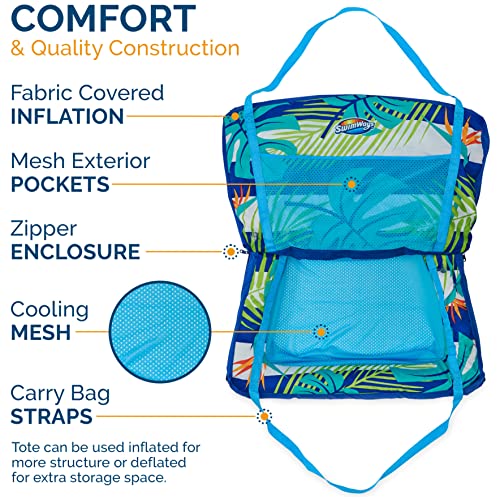 SwimWays Pack-N-Float 2-in-1 Pool Chair and Tote Bag, Blue Palm - image 4