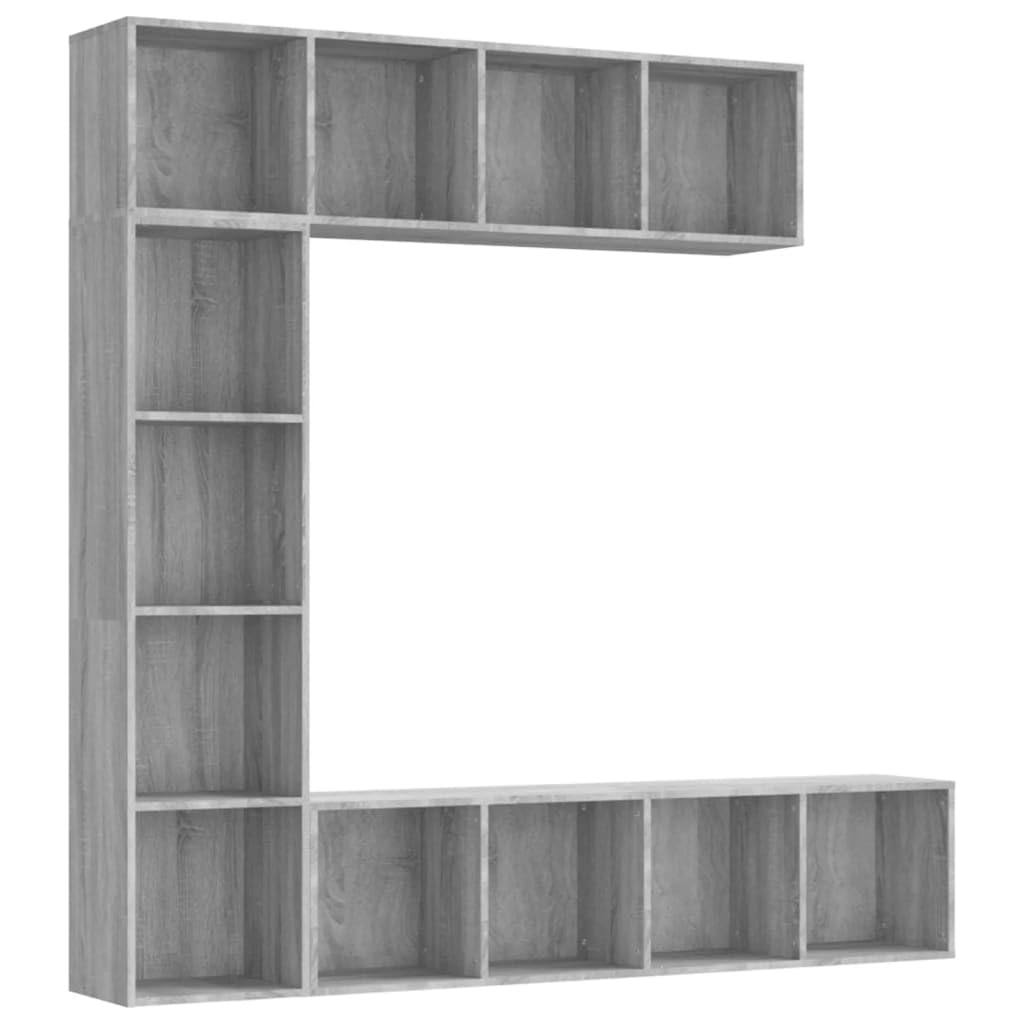 3-częściowy zestaw regałów na książki i szafki TV, szary Sonoma, 180 x 30 x 180 cm, uniwersalny organizer Cube Storage do salonu, stabilny i odporny na wilgoć