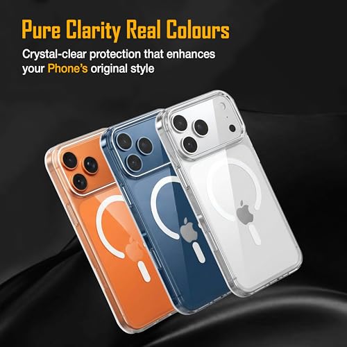 Image of Zapcase Back Case for iPhone 17 Pro Max | Slim Lifetime Anti-Yellow Crystal-Clear Cover with Elevated Camera Protection & MagSafe Compatibility | Premium German Polycarbonate | Shockproof | Clear