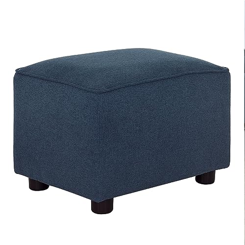 Image of Evolur Holland Upholstered Ottoman in Navy, Foot Rest Stool for Nursing Moms, Tool-Free Assembly, Made for Every Décor