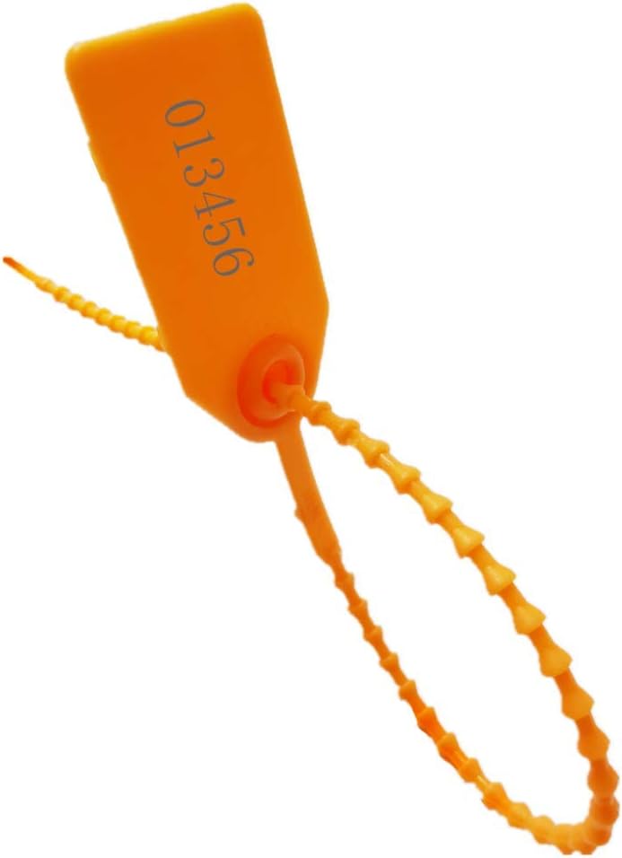 Plastic Security Seals 9.84“ Tamper Proof Self Locking Security Tags Pull-Tite Signage Ties Numbered Orange Pack of 100 PCS