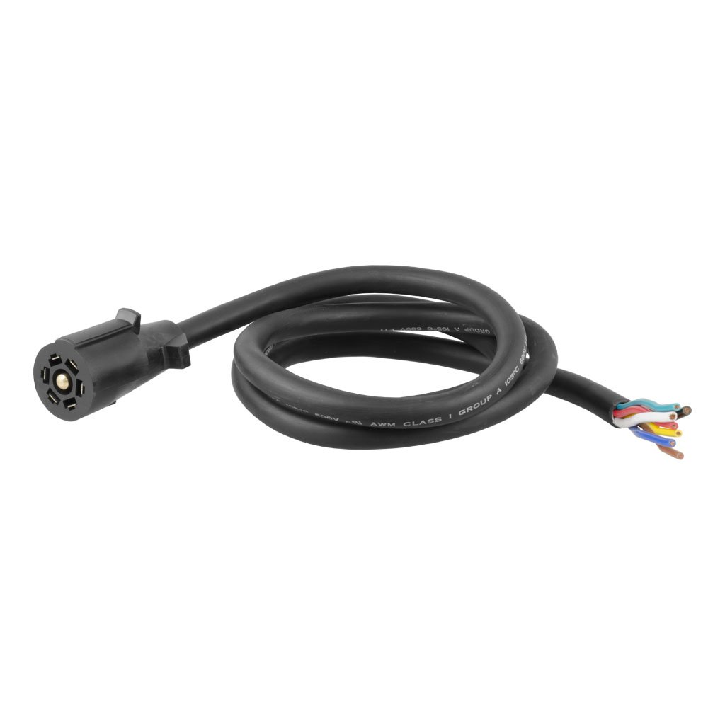 CURT 56601 Replacement 7-Pin RV Blade Trailer Wiring Harness Plug, 6-Foot Blunt-Cut Wires
