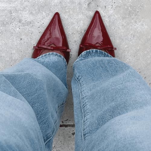 Image of Mattiventon Slingback Heels for Women Kitten Heels Bow Ankle Strap Pointed Toe Heel Sexy Wedding Dress Party Pumps
