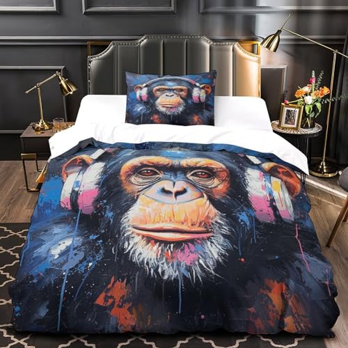 Linge de lit gorille 3D 135x200cm housse de couette microfibre douce