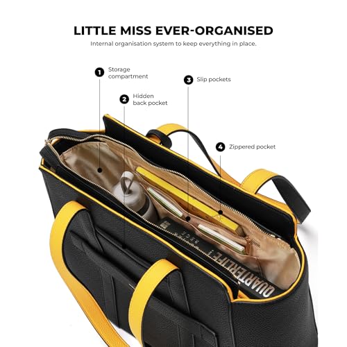 Image of MOKOBARA The Sunflower Tote Bag | Lightweight for Daily use and Work with Luggage Sleeve and 14 inch Laptop Compartment for Women Money Moves, Black