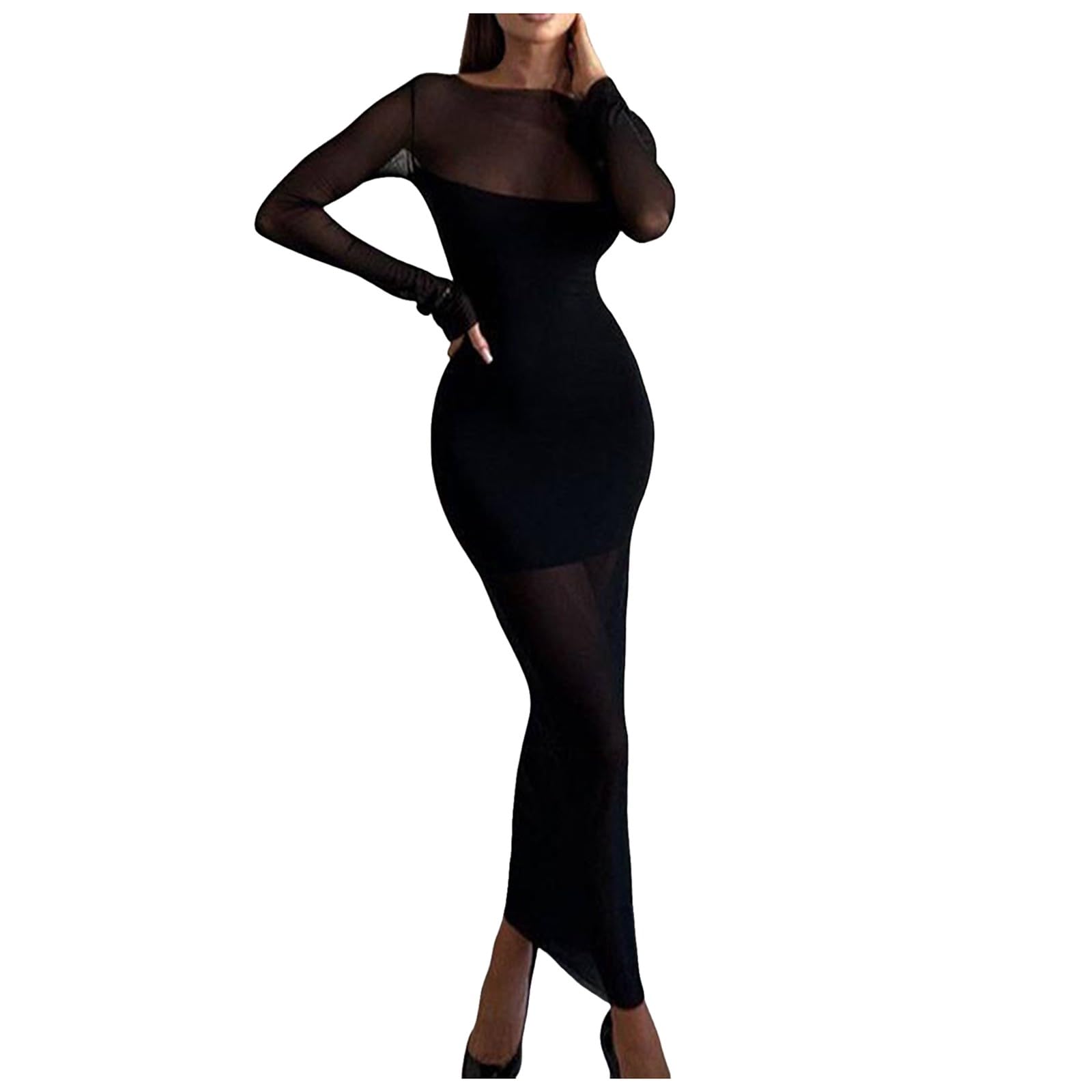 Women's Cocktail Dress, Sexy Women's Sexy 3-Piece Sets for Midi Ruched Transparent Mesh + Short Tank Tops + Skinny Shorts Perfect for Party