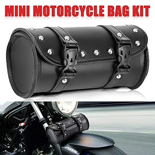 Everrich Motorcycle Handlebar Bag Small Motorcycle Fork Bag Front Fork Roll Barrel Bag
