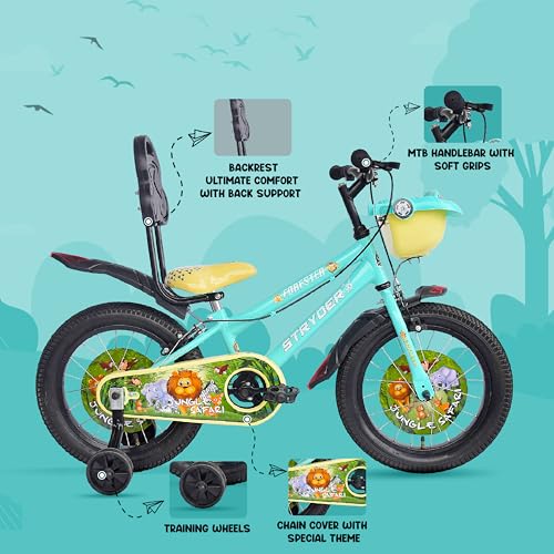 Image of Stryder Forester 16-Inch BMX Cycle for Kids | Sturdy Steel Frame | C-Brakes | Rigid Suspension | Nylon Tyres | Suitable for Ages 3-7 Years | Boys & Girls Kids Bicycle | Turquoise