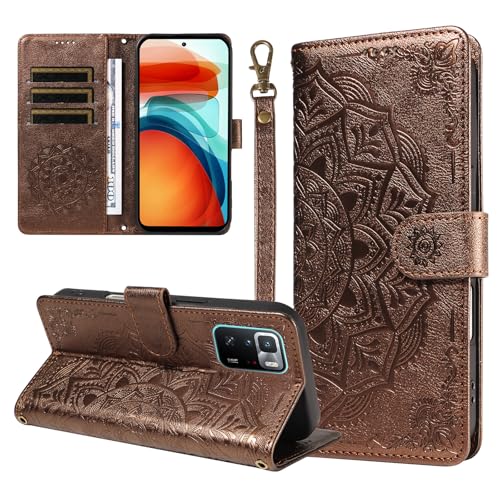 �X�}�z�P�[�X �Ή��@�� for Redmi Note 10 Pro 5G,�Ή��@�� for Xiaomi Poco X3 GT 5G �X�}�z�P�[�X�y�t���b�v�� �X�^���h�t�� �J�[�h�z���_�[ �������[ �}�O�l�b�g���� �E�H���b�g�zBrown