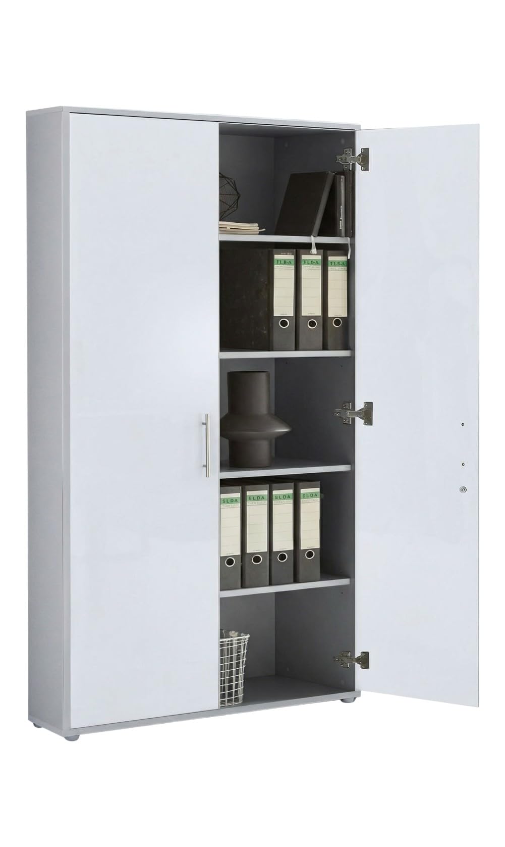 Büromöbel-Set TABOR PRO 5 Komplettbüro Schreibtisch Stauraum lichtgrau weiß matt