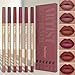 Beauty Glazed 6pcs Nude Brown Lip Liner Makeup Set - Waterproof & Smudge-Proof Matte Pencil, Long-Lasting & Durable, Smooth & Easy Glide, Non-Smudge, Contouring, Filling & Layering (PINK-ROSY Set)