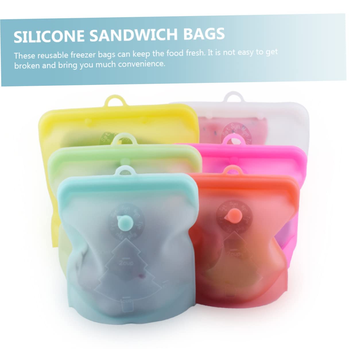 minkissy Sacchetti per Congelatore Riutilizzabili in Silicone Contenitori per Alimenti per Pranzo Snack Sandwich Frutta Verdura Ritenzione di Nutrienti Design a Prova di Perdite
