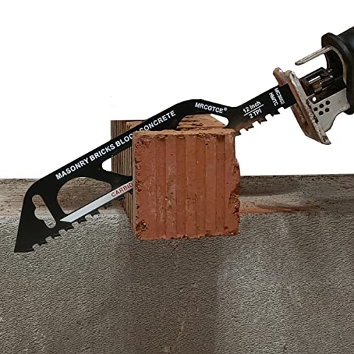 12-Inch Masonry Reciprocating Saw Blade, 2 Tpi Tungsten Carbide Teeth Tipped Brick Cutting Recip Saw Blade, Demolition Saw Blade For Cutting Red Brick, Light Brick, Fiber Cement, Aerated Concrete, Porous Concrete, Cinder Block #TOP4