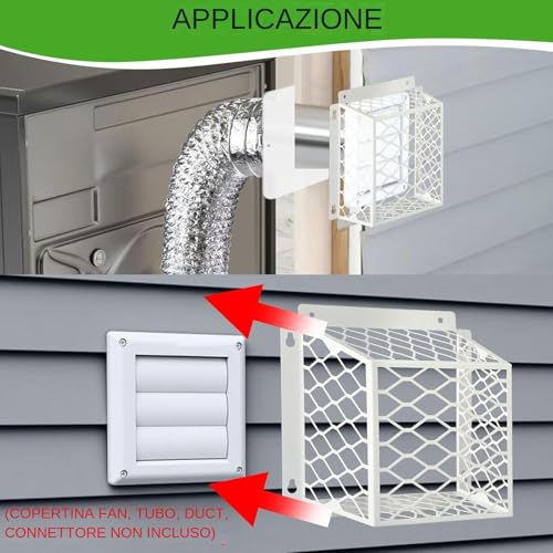 Cubierta de ventilación exterior y protector para salida de secadora resistente 8
