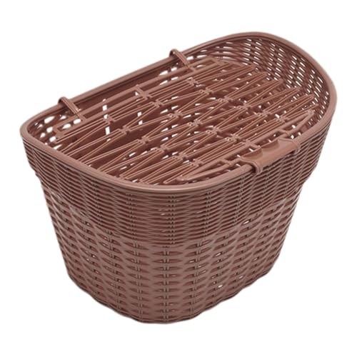 Qraatosi Handlebar Basket for Carrying Items on Mountain Bikes with Lid, Dark Brown