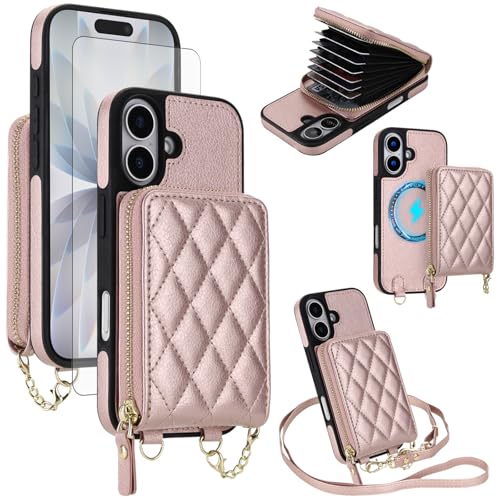 Coque iPhone 17 protection écran intégrée étui portefeuille fermeture éclair magnétique