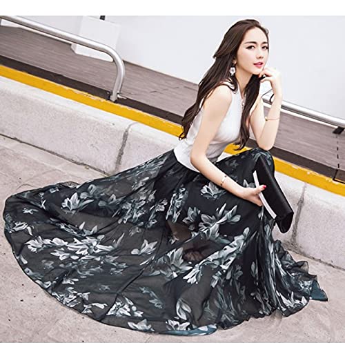 Robe de Plage Jupe De Mousseline De Mousseline De Femme, Élégante Jupe Florale De Vacances À La Plage, Jupe Longue De La Femme De Streetwear pour Femmes Bohême