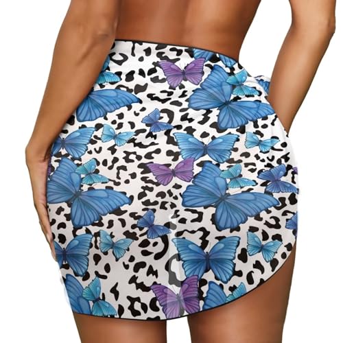 Tongluoye Saída de praia Sarongue feminina para roupa de banho, Couro de vaca borboleta, One Size
