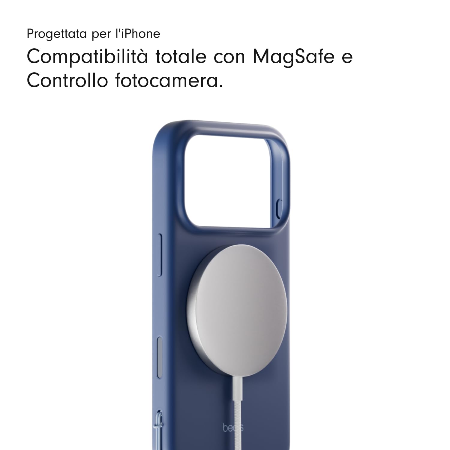 Beats Custodia Cavalletto per iPhone 17 Pro Max con MagSafe e Controllo fotocamera, cordino che funge da supporto integrato, finitura opaca, fodera in microfibra - Blu roccia madre