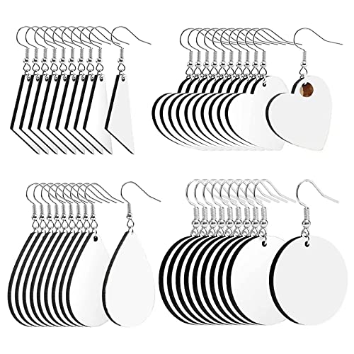 40Pcs Sublimation Blank Earrings Heat Transfer Earrings Unfinished Wood Earring