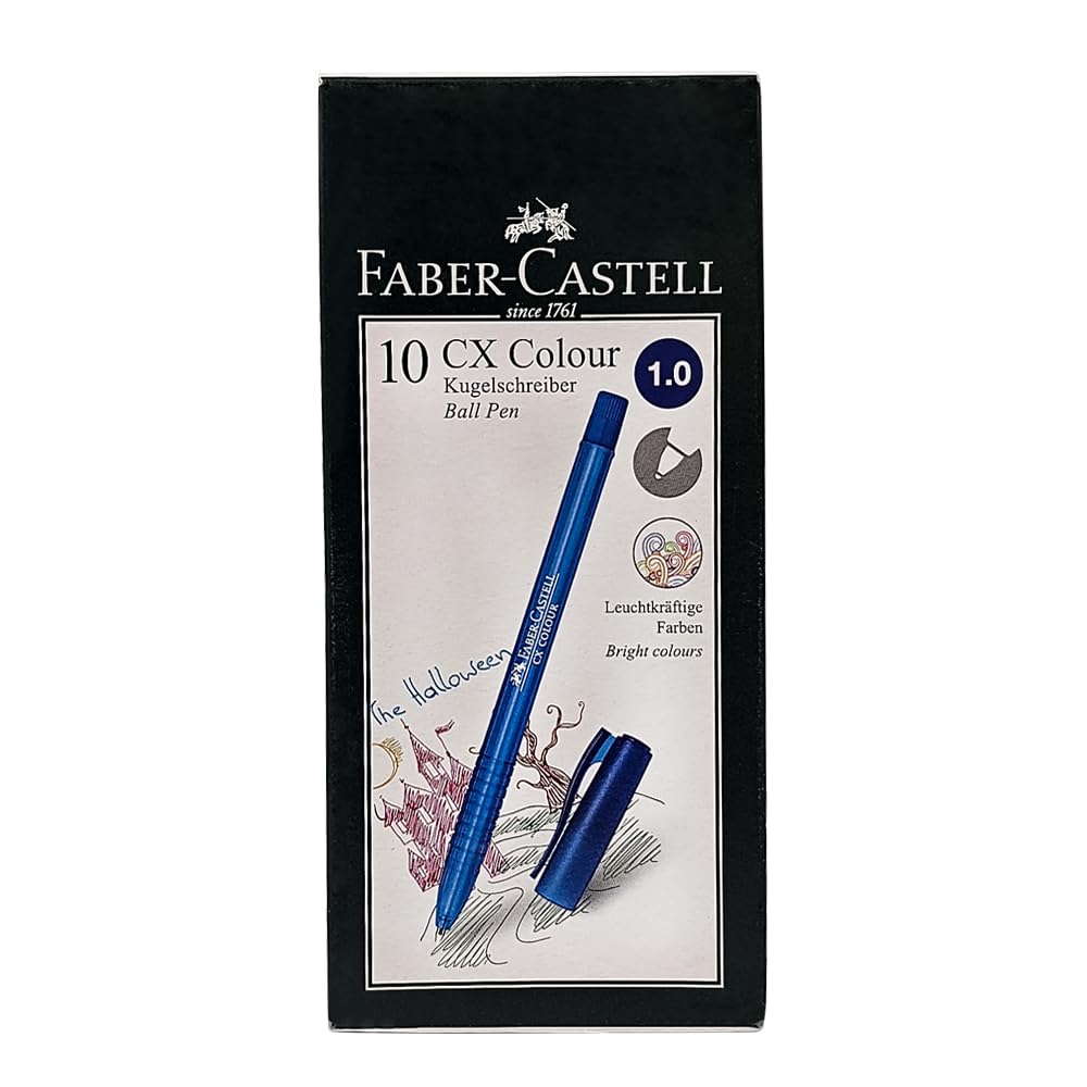Faber-Castell CX Ball Pen 0.7mm Box Of 10Pc Blue, Smooth and smudge free writing experience, Great for school, office and more