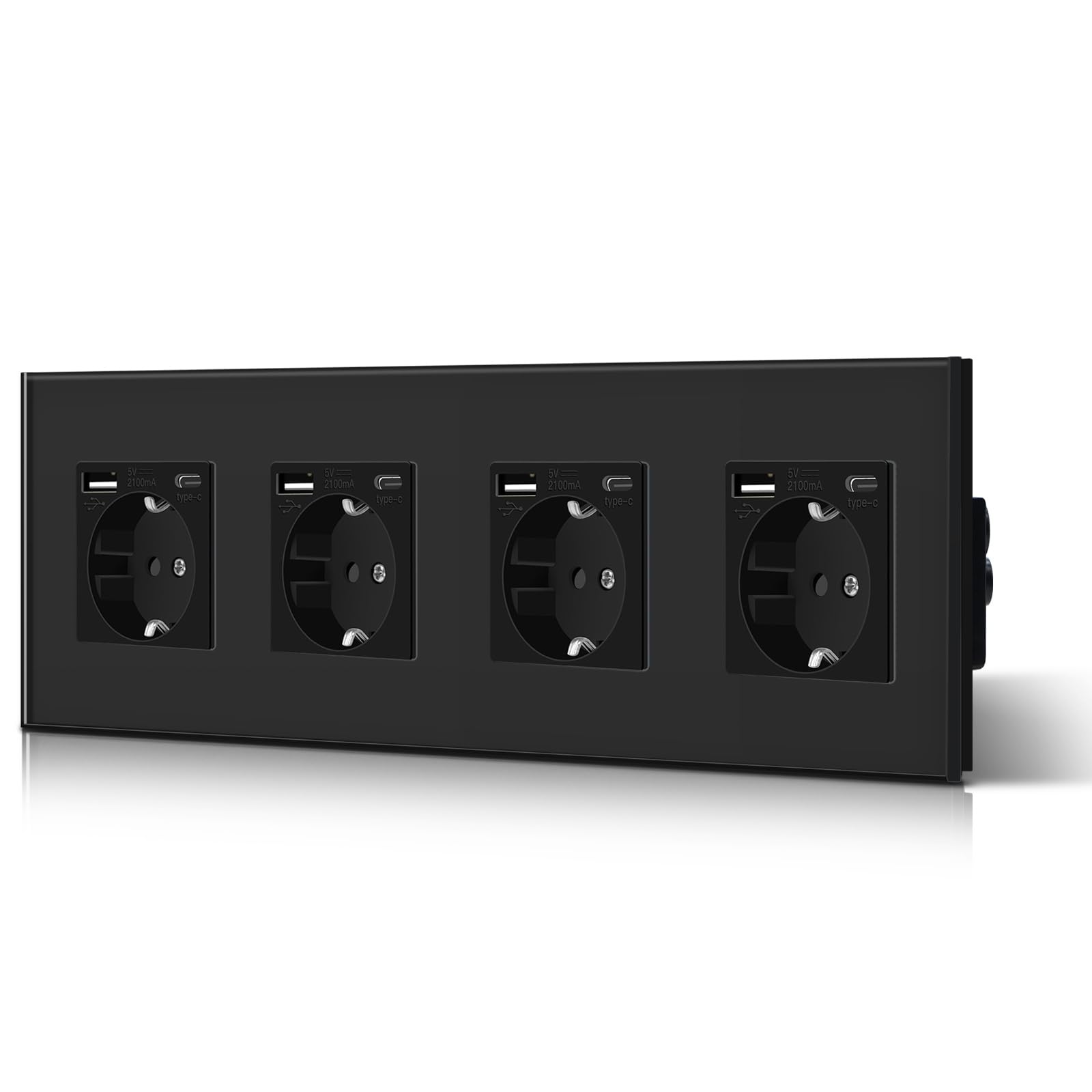 BSEED Enchufe de Pared con USB C,Enchufes Dobles Empotrados con Cristal,Toma de Corriente,Seguridad infantil,Fácil de Instalar,M Serie,2 Enchufes con USB y Tipo C,157mm Blanco — view 58