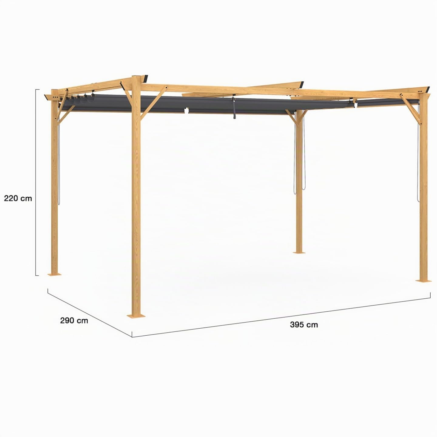 IDMarket - Pergola Effet Bois Toit rétractable 3x4 M et 4 Stores