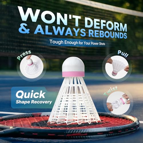 Image of HIRALIY 12 /24 Pack Badminton Birdies Nylon, Durable Shuttlecocks for Backyard & Baseball Batting Practice, Wind Resistant Yellow /Pink Bulk Ball Set for Family, Beginners & Outdoor Sports