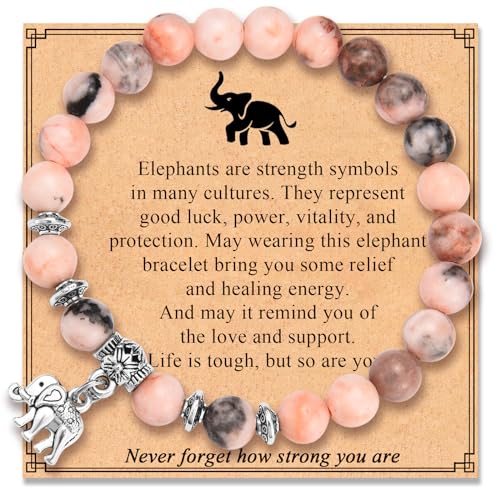 Elephant Bracelet Gifts Get Well Soon Gifts Breast Cancer Gifts for Women, Feel Better Recovery Inspirational Encouragement Comforting Healing Gift for Female Patients Women Girls Her